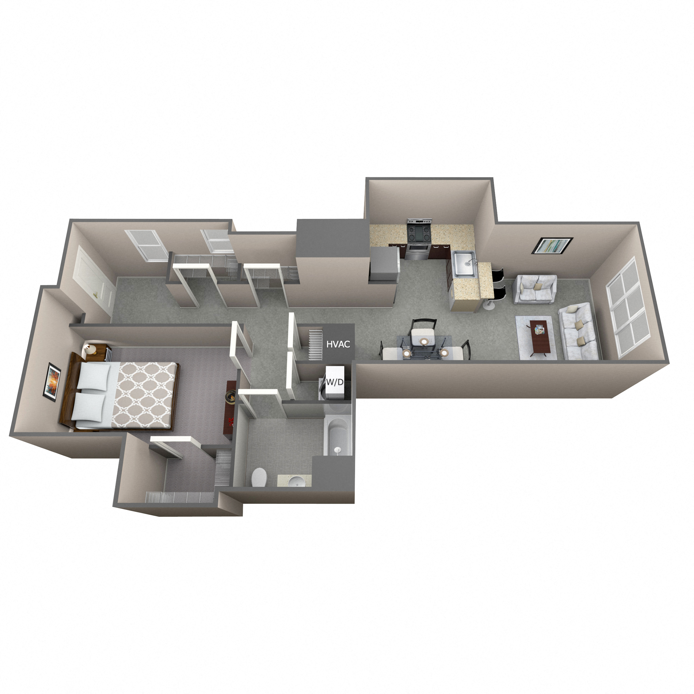 Floor plan for 1 bed, 1 bath, 920 sqft